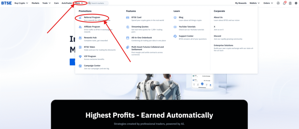 Navigate Through the Referral Program Section